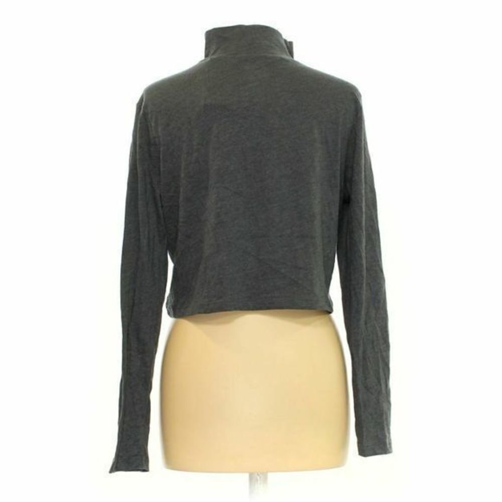 Wild Fable Crop Top Womens Size Large Gray Mock Neck Jersey 90s - Picture 3 of 11